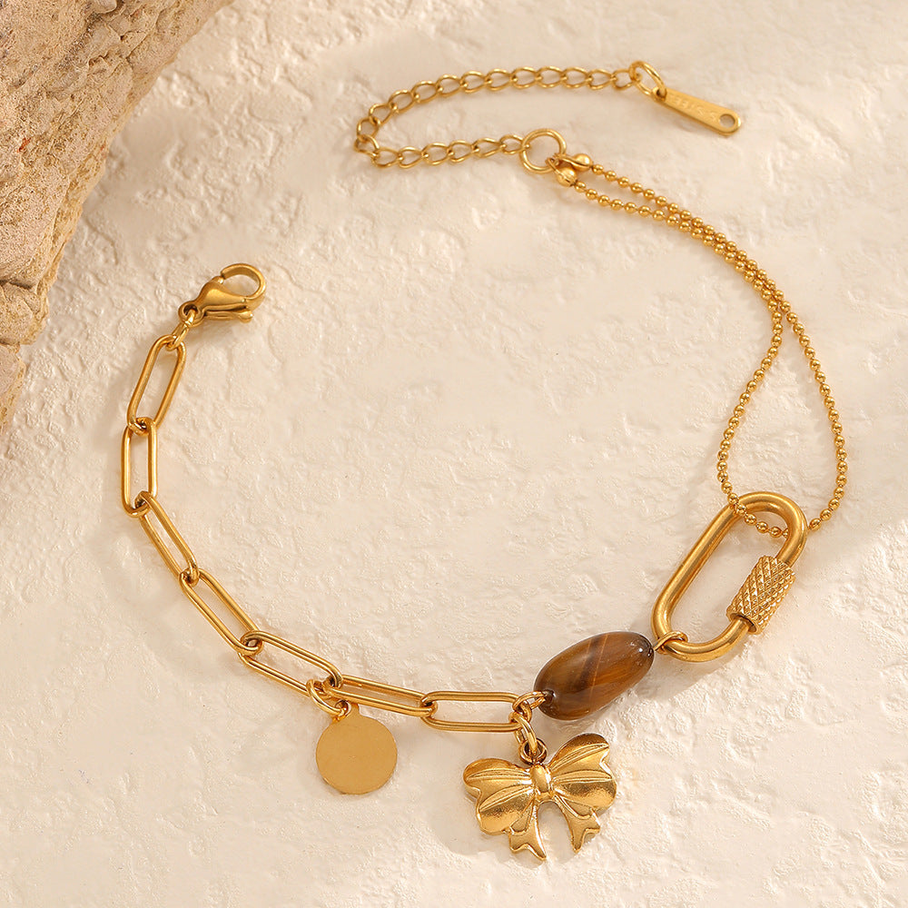 Wholesale Stainless steel cross and evil eye pendant with heart-shaped bracelet