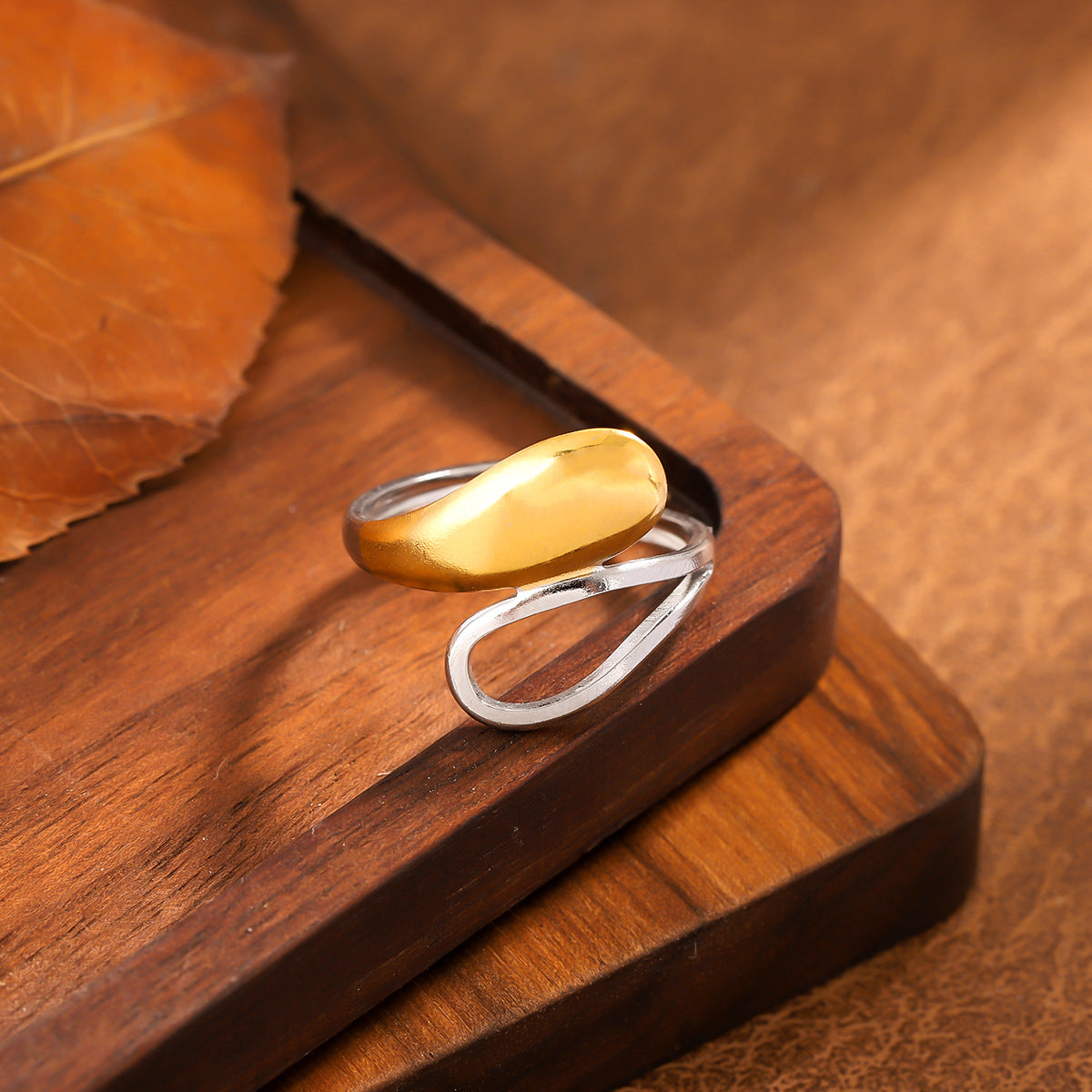 Wholesale Stainless Steel Geometric Open Wide-Band Ring