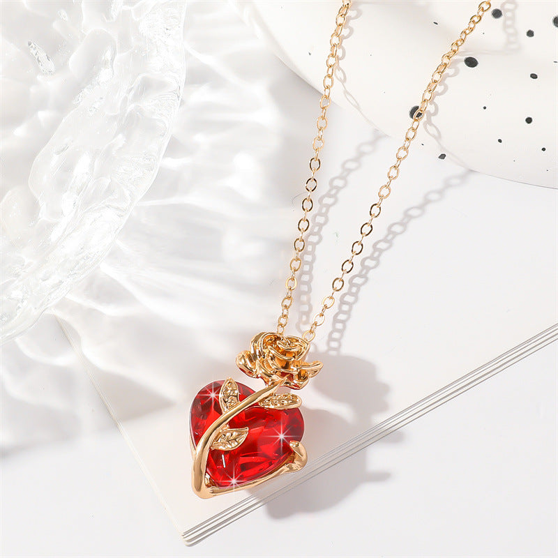 Wholesale Halloween Rose Gothic Dark Style Heart Shaped Necklaces ACC-NE-HaoYun001