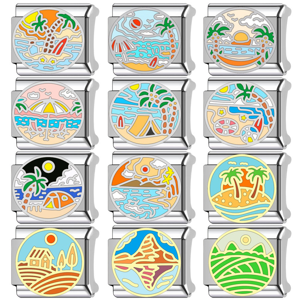 Wholesale  Italian Charm Bracelet 9mm DIY  Cartoon   Creative Stainless Steel Composable Bracelet