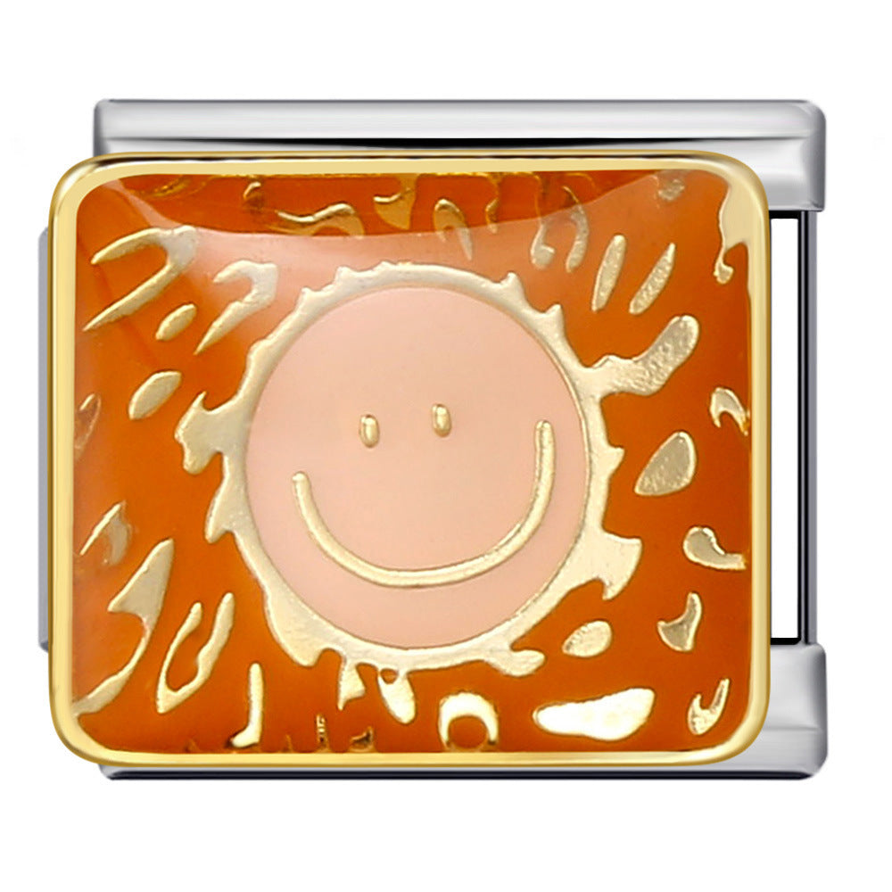 Wholesale Italian modular dripping oil cartoon DIY  titanium steel bracelet