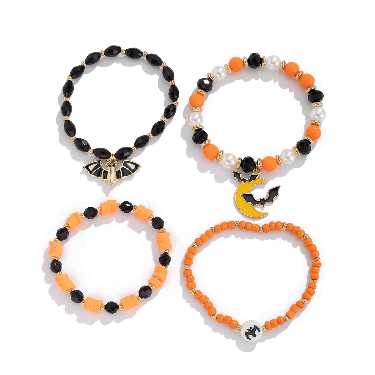 Wholesale  Bat Pumpkin Soft Clay Beaded Bracelet Fashion Jewelry Accessory Gift