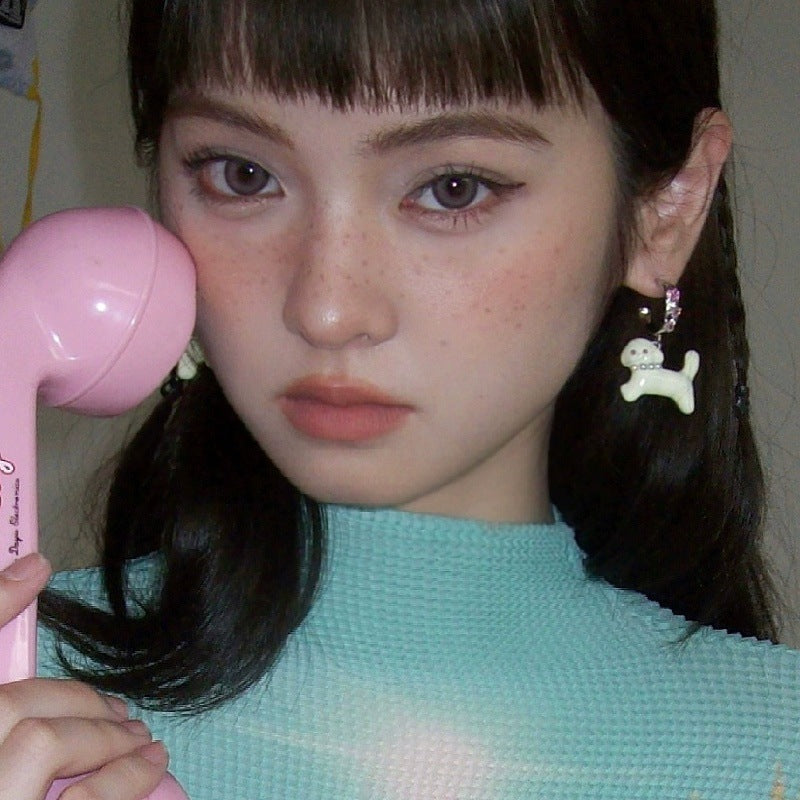 Wholesale cute puppy zircon heart earrings