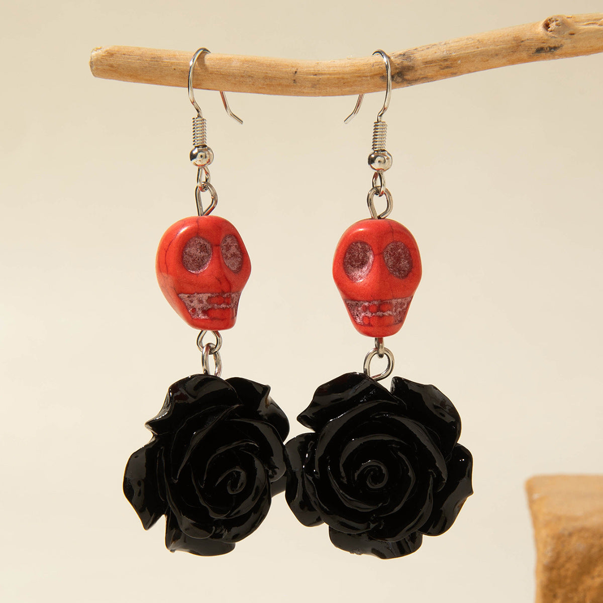 Wholesale   funny  skull tassel rice beads earrings