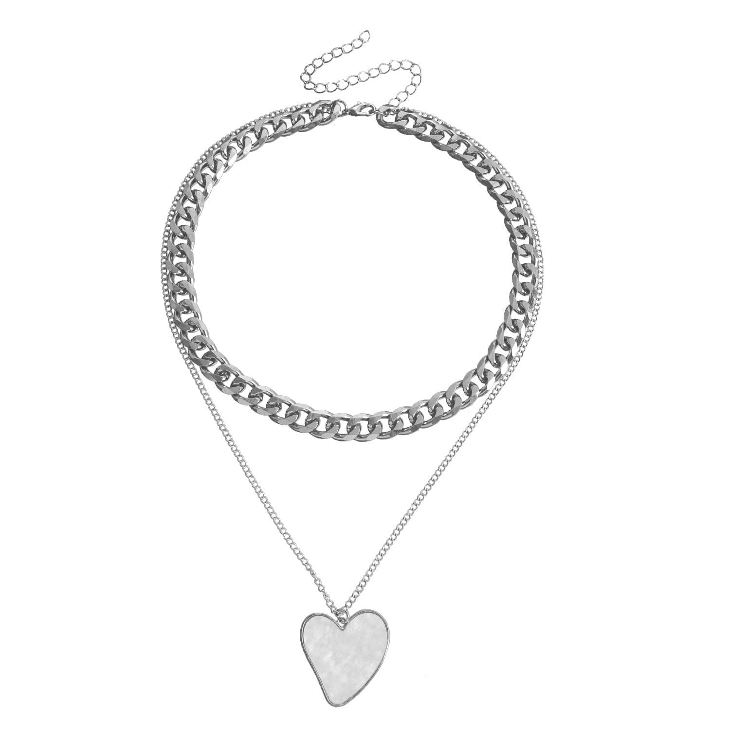 Wholesale Double Layer Geometric Round White Mother-of-pearl Pendant Necklace Choker Necklace ACC-NE-Miaosi007