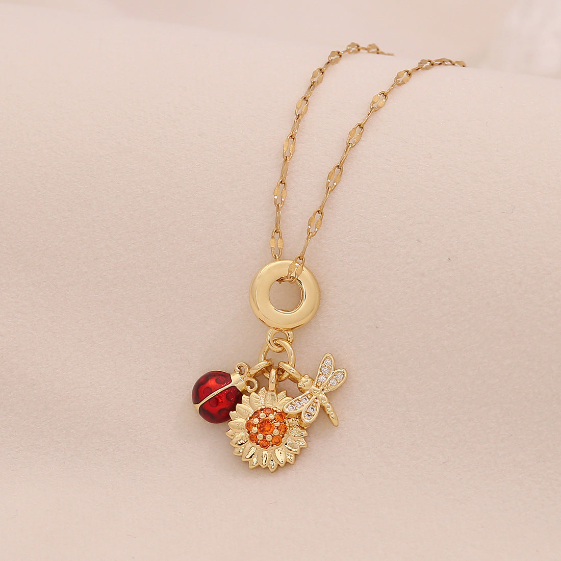 Wholesale Four-leaf Clover Pendant Color-Retaining DIY Heart  Necklace