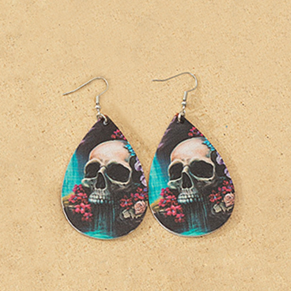Wholesale  Halloween double-sided PU leather drop earrings