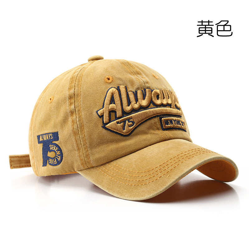 Wholesale Washed Distressed Letter Embroidered Peaked Cap Visor Baseball Cap Hat ACC-HT-TuLa002