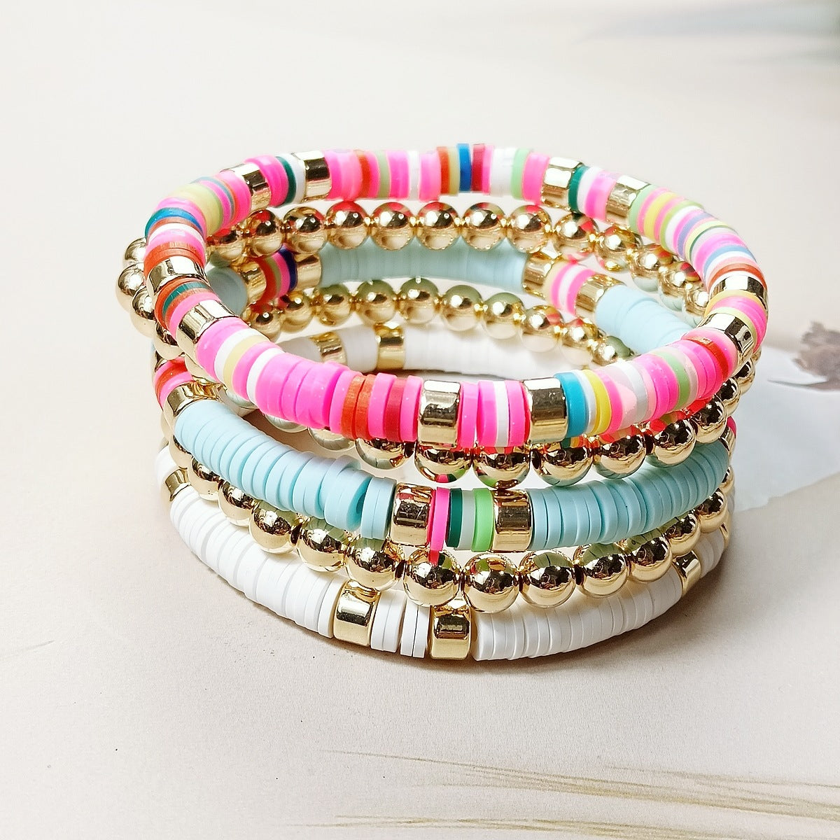 Wholesale Bohemian Retro Ethnic Style Colorful Beaded Acrylic Bracelet ACC-BT-JunJie007