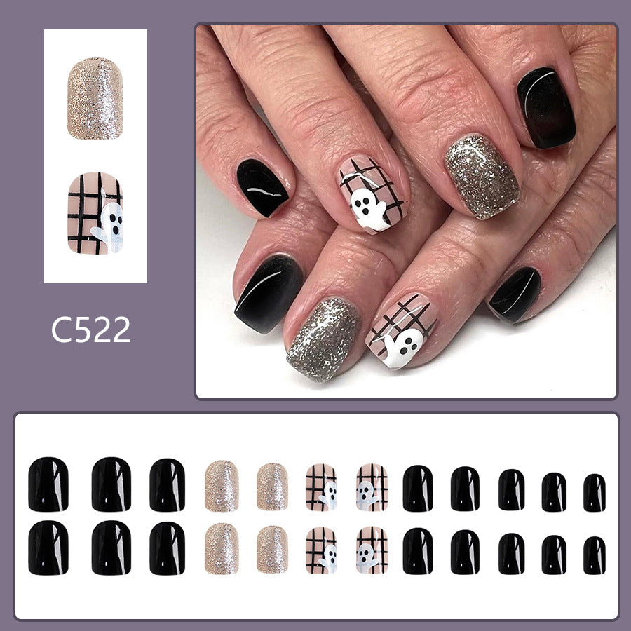Wholesale 24 Pieces/box Halloween Ghost Press-on Nails Kits Nail Stickers ACC-NS-GuaiXL081