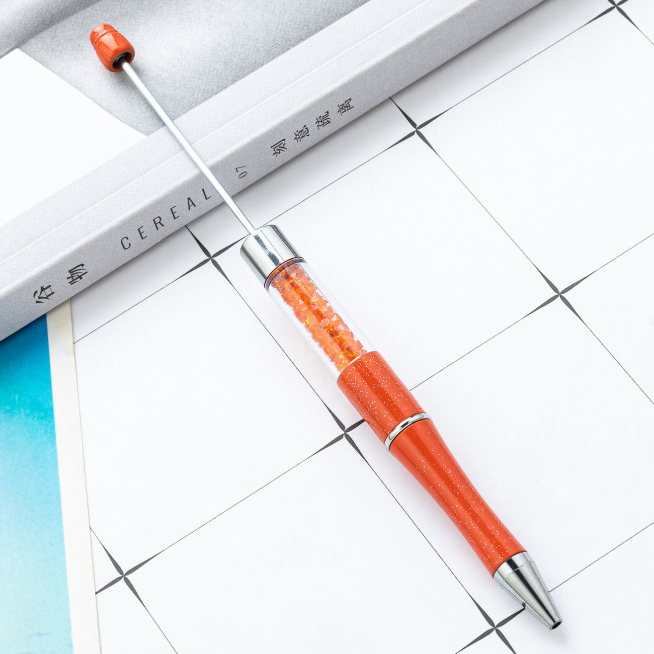 Wholesale DIY Crystal Beadable Pens Multi-Color Rotating Plastic Pen