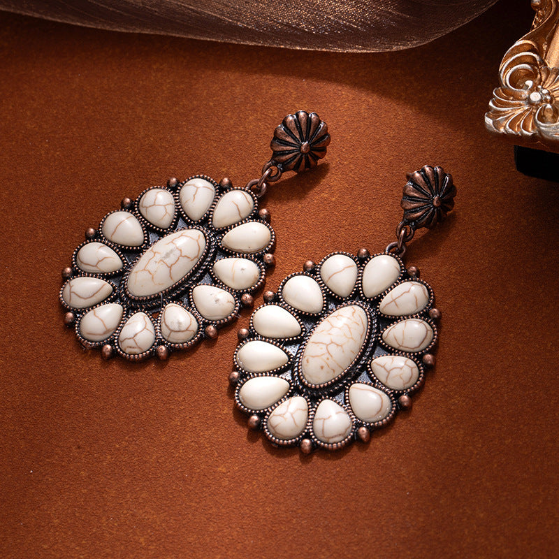 Wholesale Ethnic style earrings turquoise earrings retro bohemian style earrings