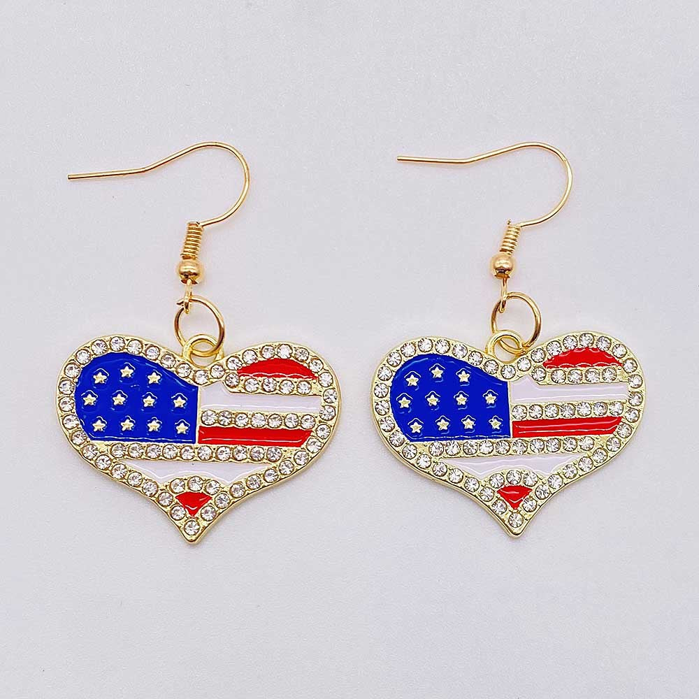 Wholesale American Independence Day Heart Pentagram Cross Earrings ACC-ES-CY011