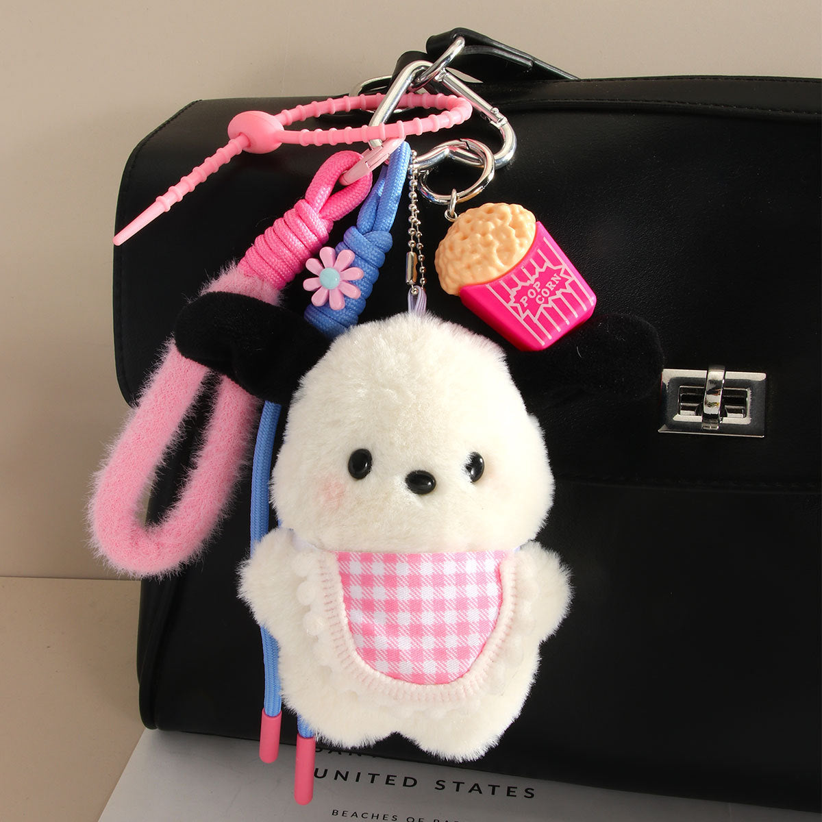 Wholesale Plush butterfly knot dog and star woven rope bag keychain