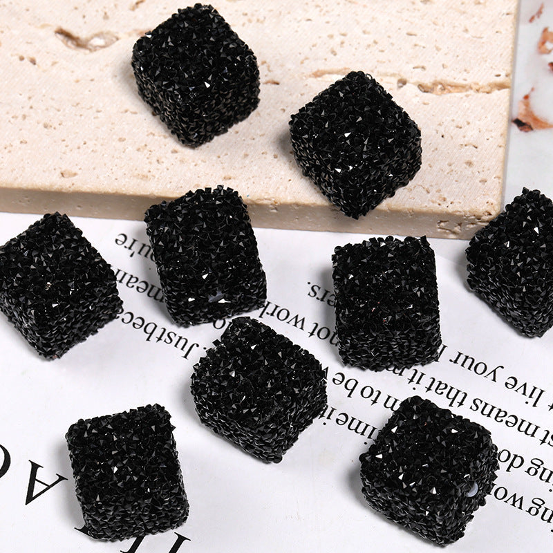 Wholesale of 5pcs/pack of Water Diamonds, Soft Sugar Beads, Candy Colored Square Full Diamond Beads ACC-BDS-BLG025