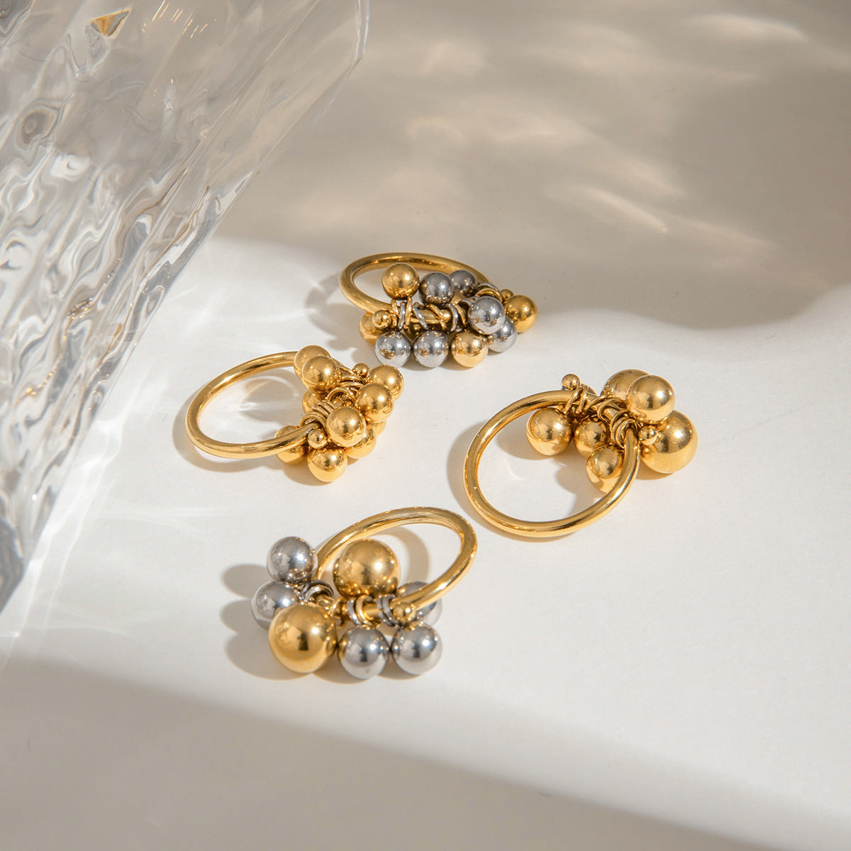 Wholesale 18k gold stainless steel gold and silver color matching small ring