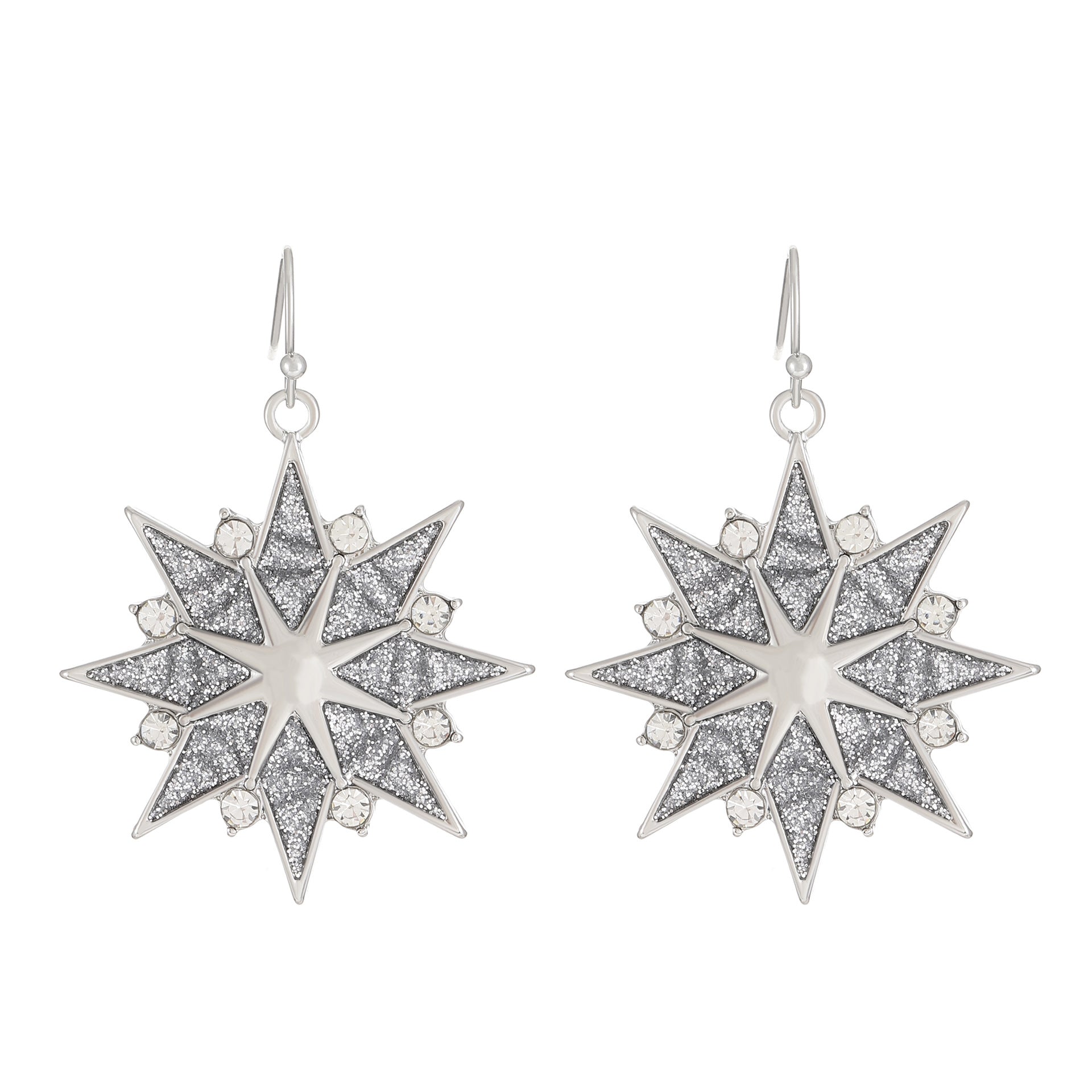 Wholesale Diamond wine glass earrings pastoral vintage leaves snowflake alloy earrings