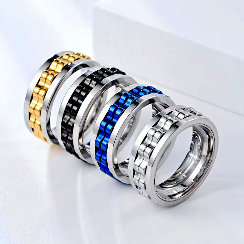 Wholesale Titanium Steel Polished Rotating Decompression Ring Boutique Resale Jewelry