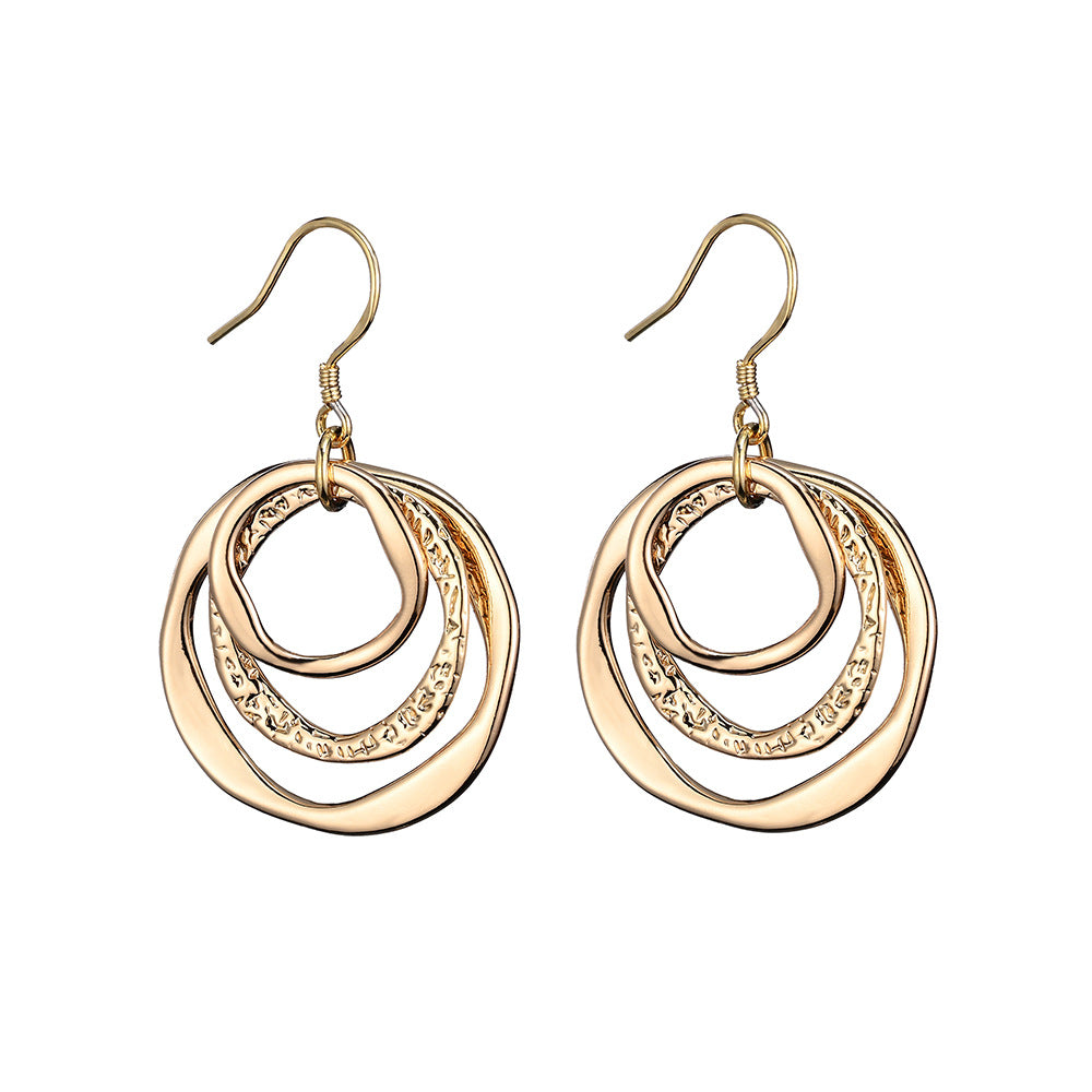 Wholesale  Zinc Alloy 3-Ring Circle Mixed Colorful Earrings