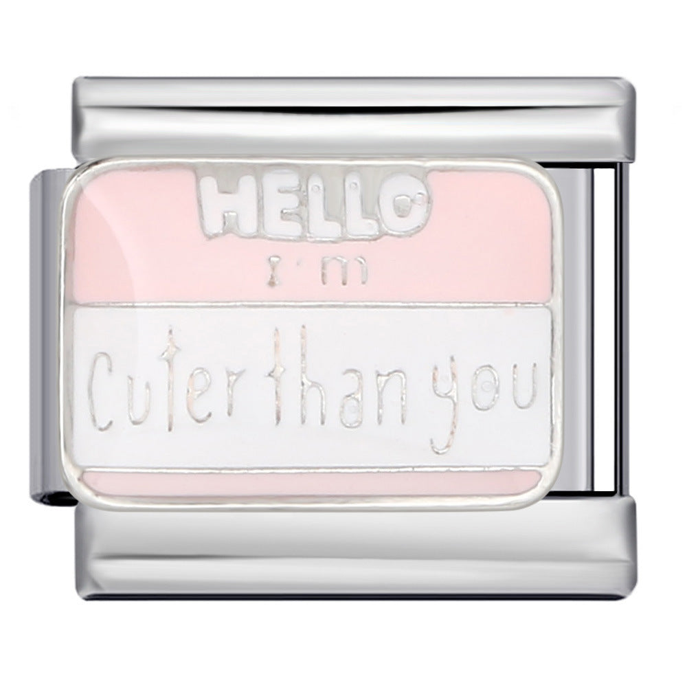 Wholesale 5pcs Italian Charm Bracelet 9mm DIY Splicing Personalized English Series Stainless Steel Composable Bracelet