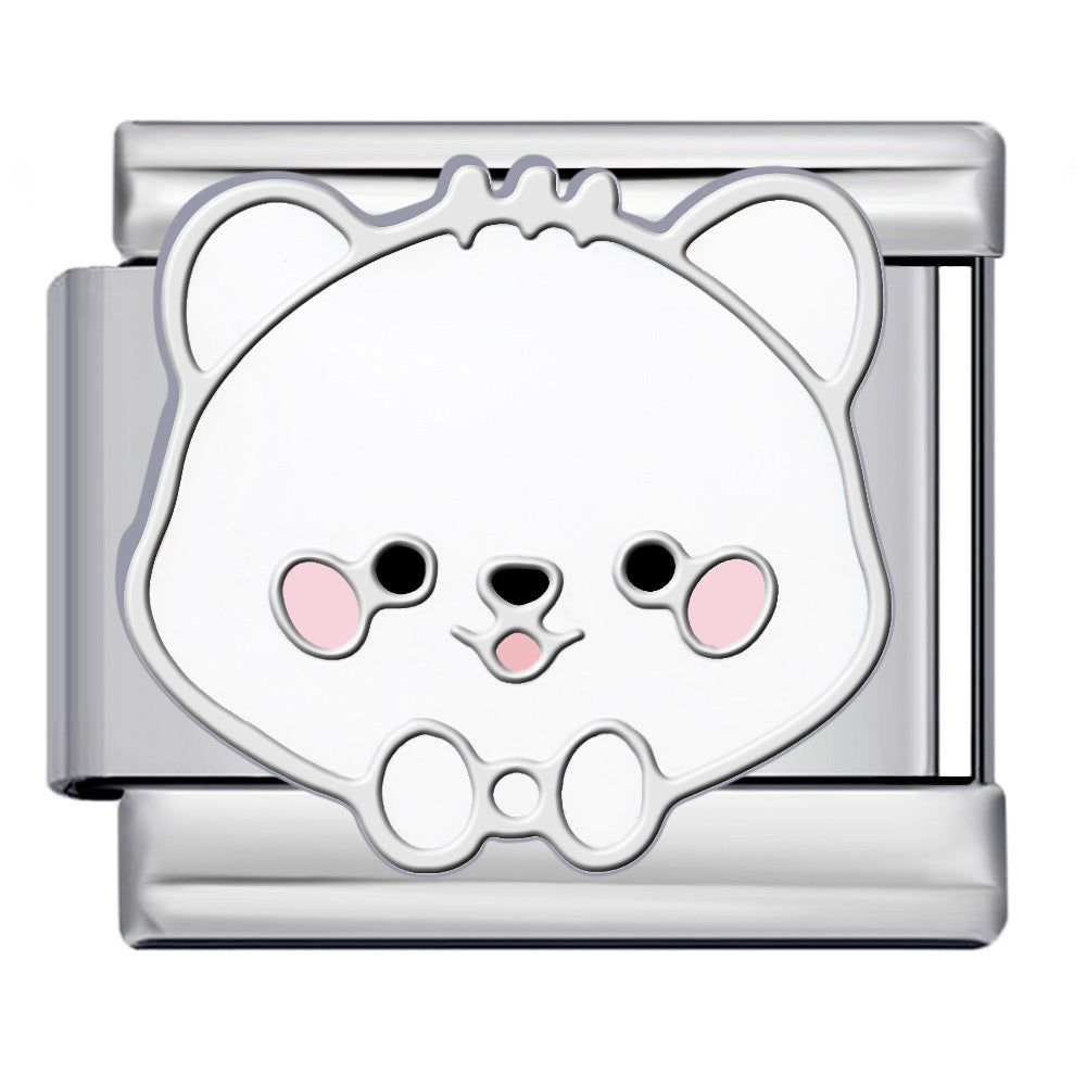 Wholesale Italian Charm Bracelet 9mm DIY Splicing Cute Cartoon Dog Stainless Steel Composable Bracelet