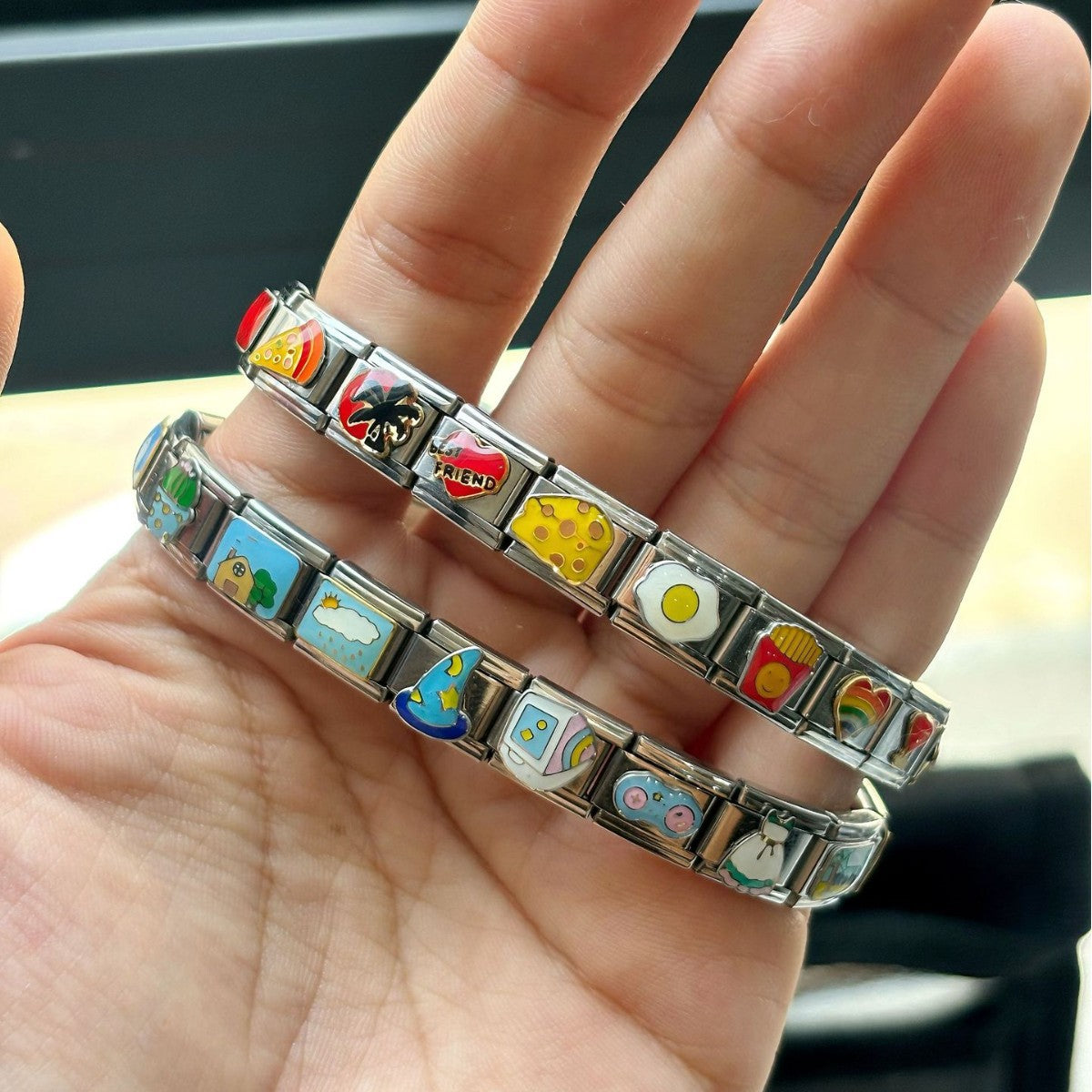 Wholesale Italian Charm Bracelet 9mm DIY Splicing Cartoon Creative Pattern Stainless Steel Composable Bracelet