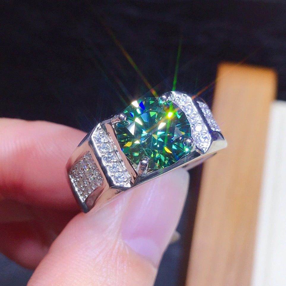Wholesale Fashion Adjustable Open Ring Blue-Green Stone Geometric Shape Jewelry Accessory