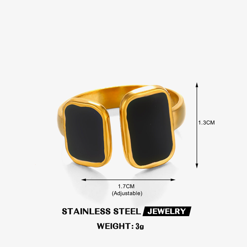 Wholesale French Retro Geometric Open Ring - Stainless Steel Fashion Accessory for Everyday Wear or Gift