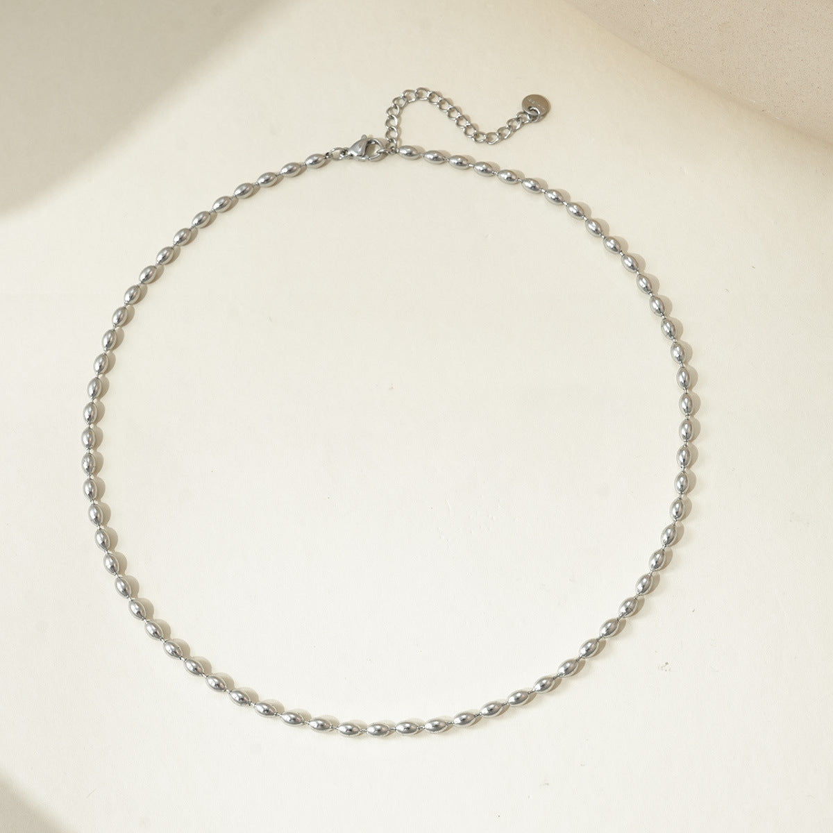 Wholesale Titanium steel rice grain steel bead necklace