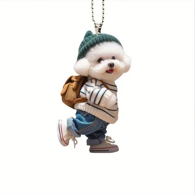 Wholesale small teddy backpack puppy acrylic keychain