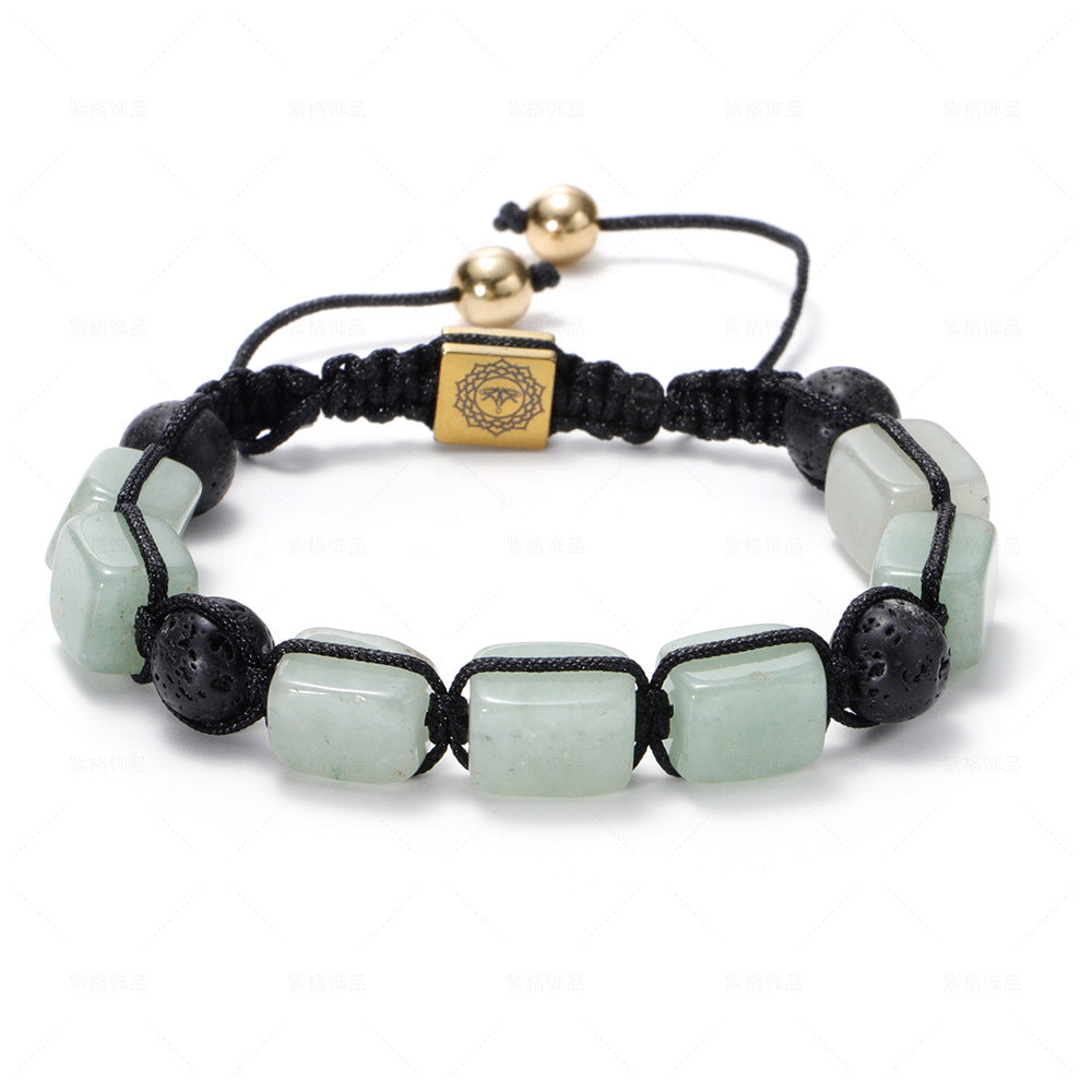Wholesale Natural Volcanic Stone White Crystal Bracelet Handwoven Rectangular Agate Bracelet ACC-BT-ZiGe038
