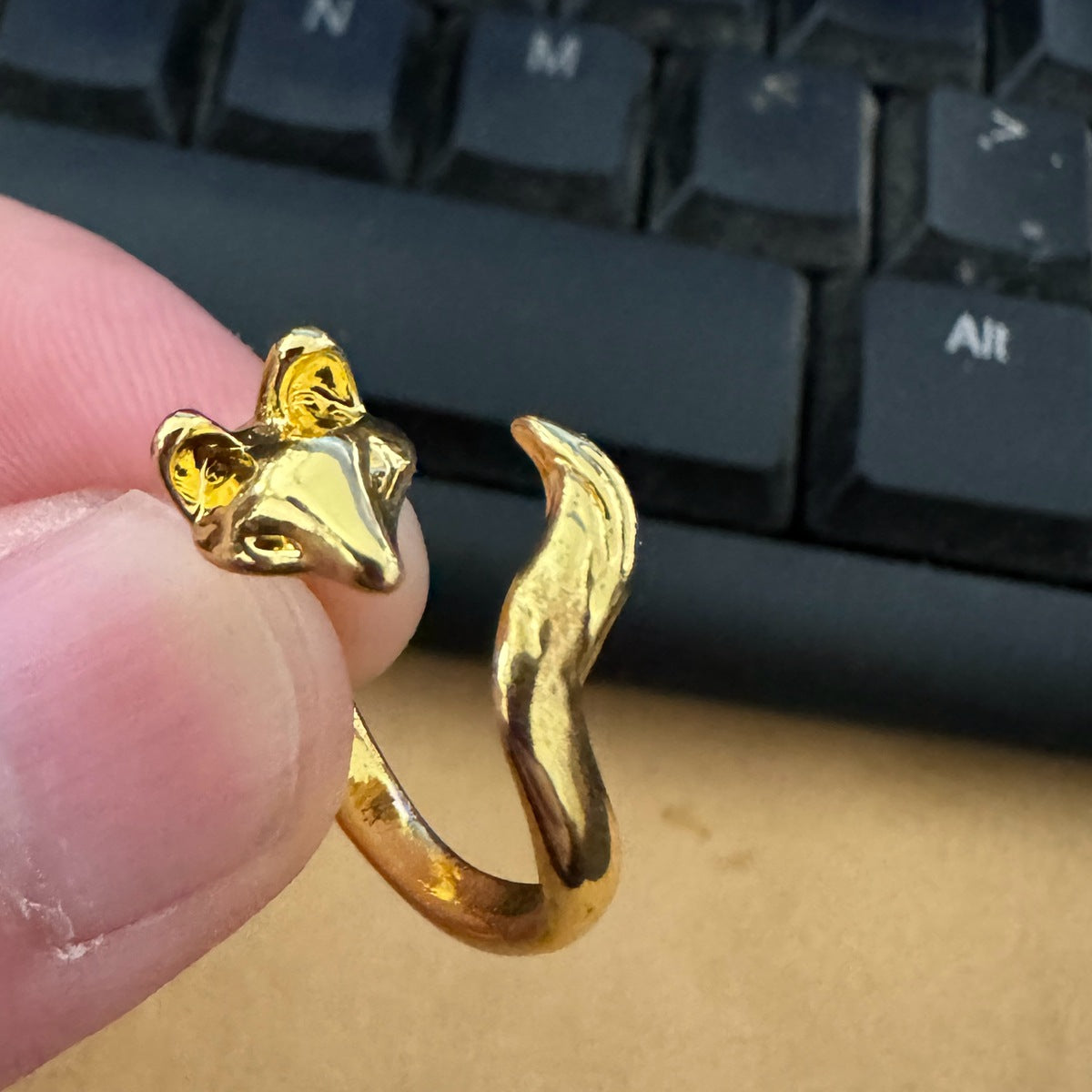 Wholesale Chalcedony Pomegranate Red Vintage Fox Open Adjustable Ring