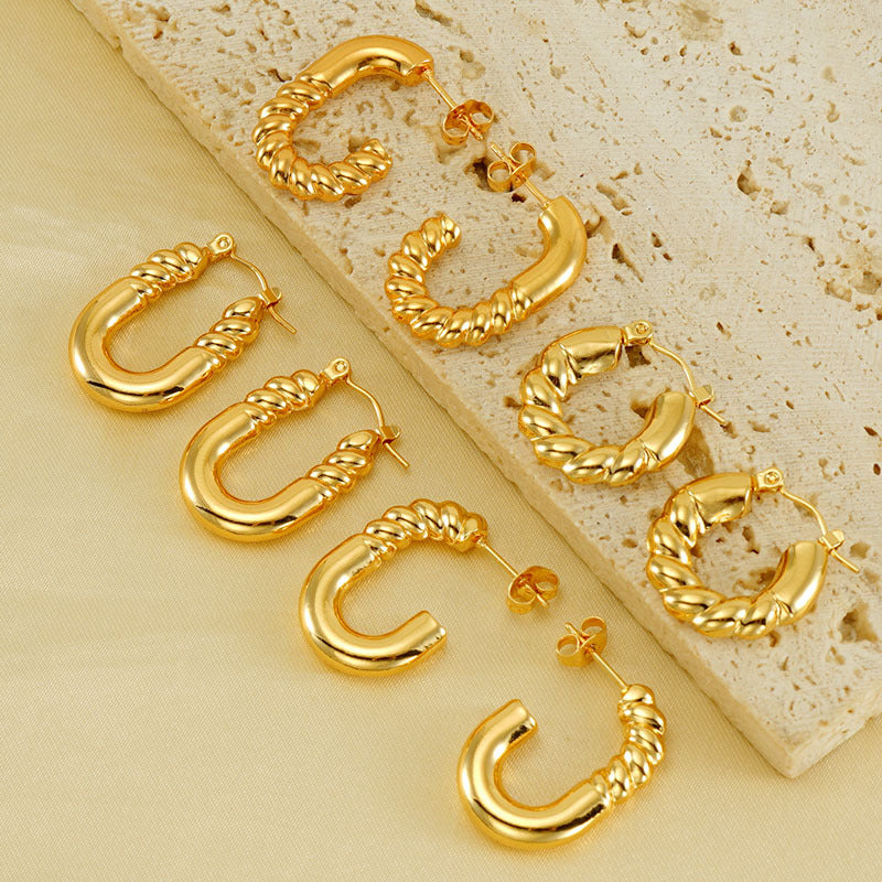 Wholesale Gold Plated Spiral Geometric Stainless Steel Earrings ACC-ES-ZhongYao004