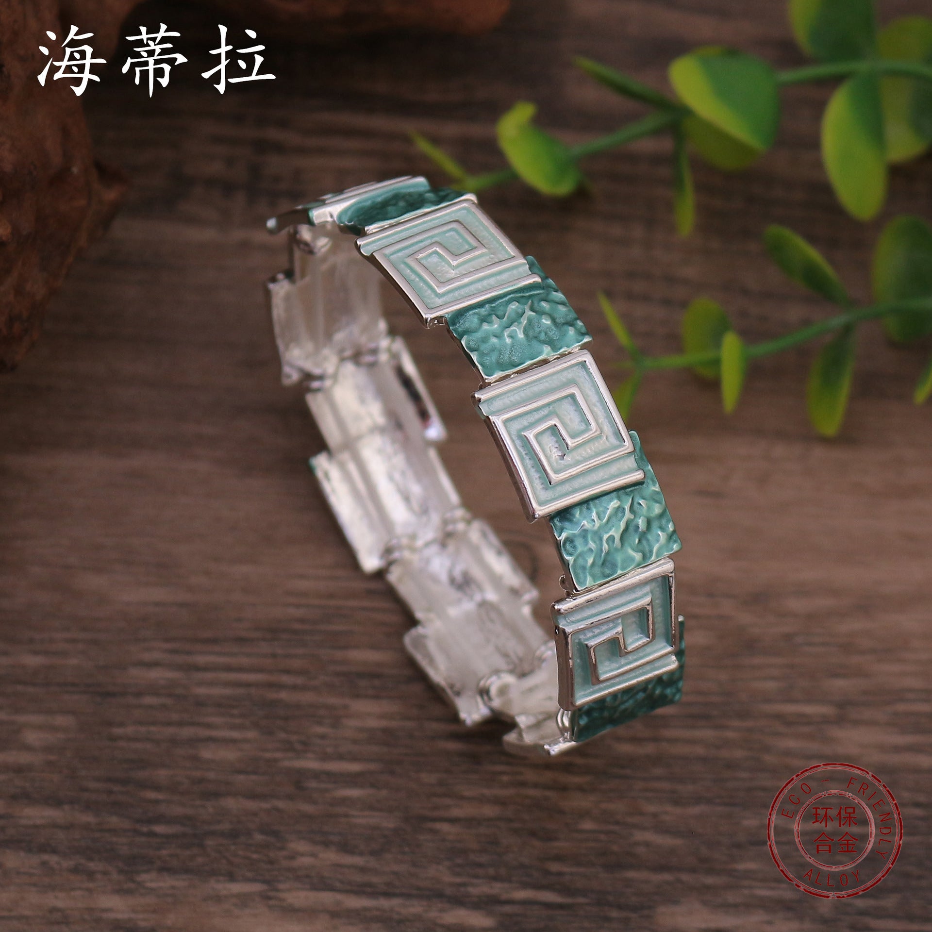Wholesale color painting oil geometric square totem elastic bracelet