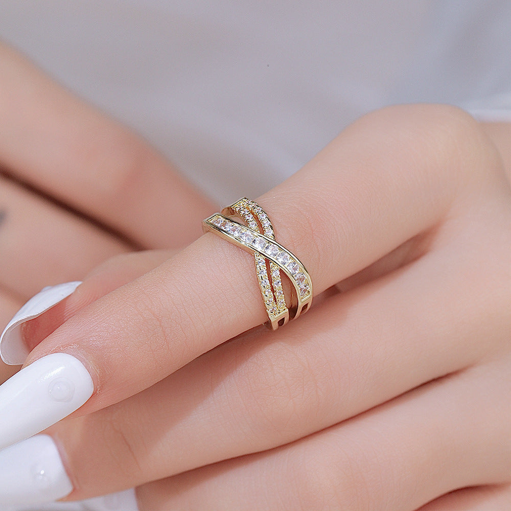 Wholesale Gold Moissanite Ring Adjustable Open Design Chic Women S Jewelry Gift