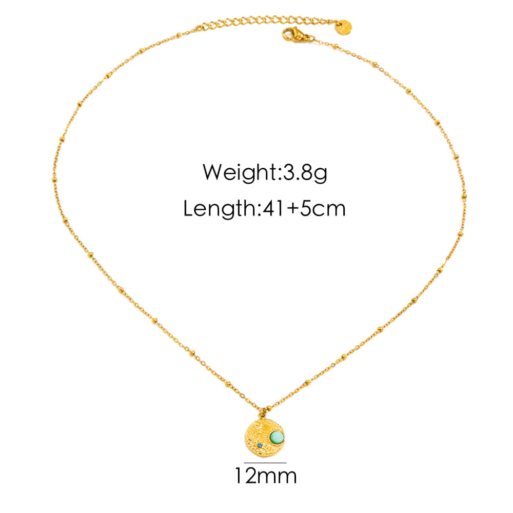 Wholesale Stainless Steel Amazonite Star Pendant Necklaces