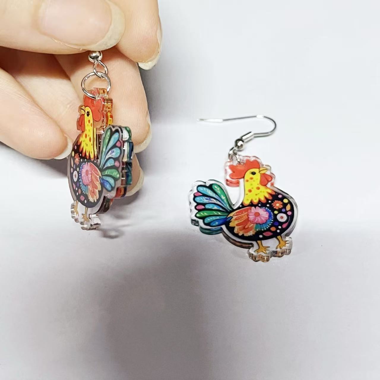 Wholesale Colorful chicken acrylic earrings