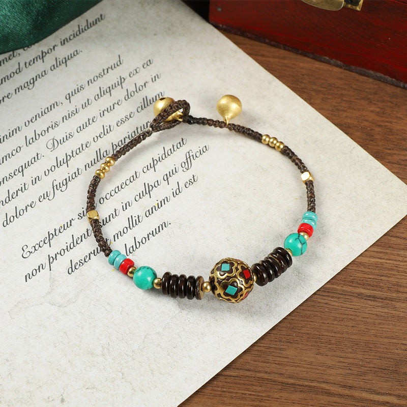Wholesale Ethnic Retro Tibetan Hand-woven Turquoise Bracelet