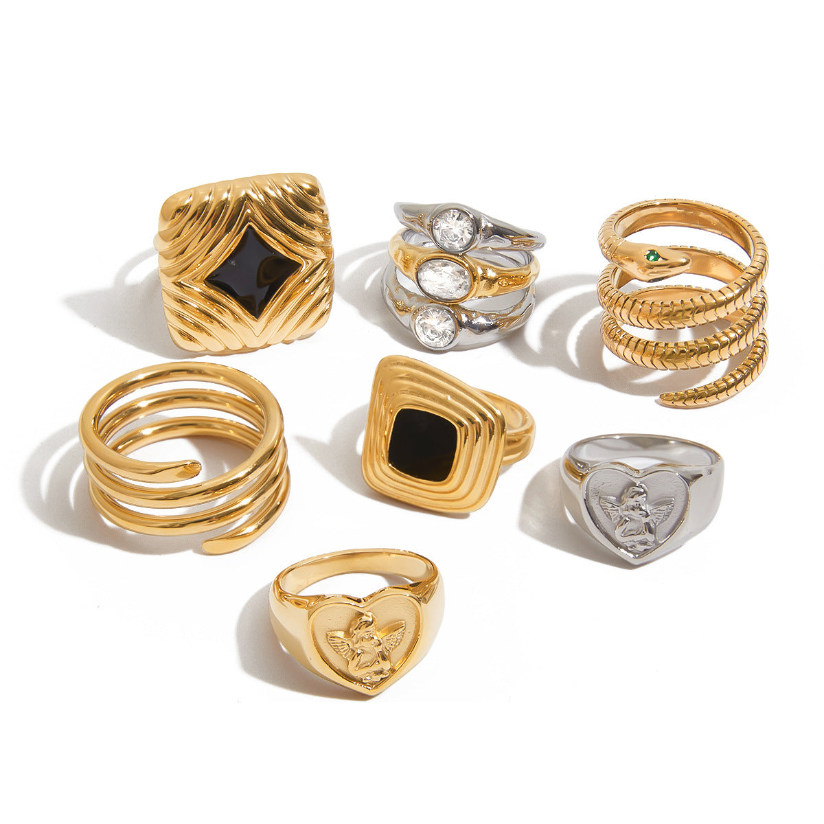 Wholesale  Zircon Ring Stainless Steel Non-Fading Jewelry