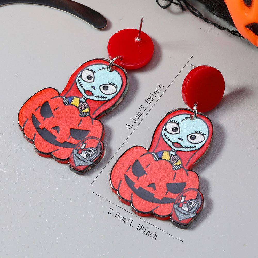 Wholesale Halloween Acrylic Nightmare Before Christmas Print Earrings ACC-ES-Haoc001