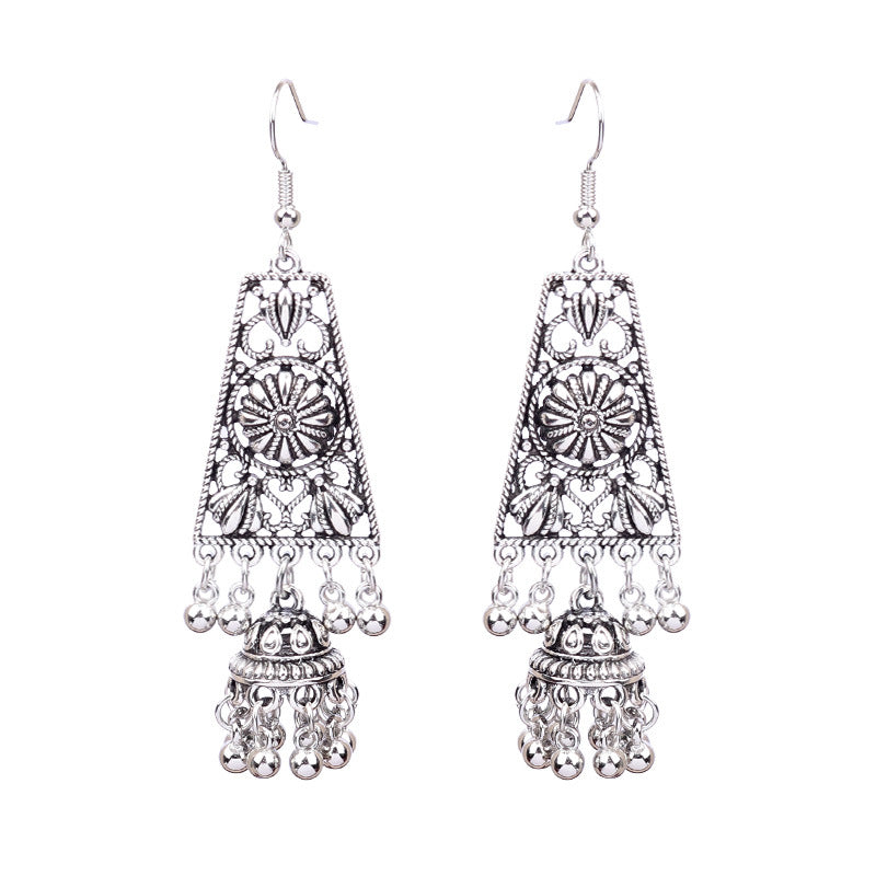 Wholesale Tribal Long Bell Tassel Earrings Alloy Jewelry Accessory for Resale