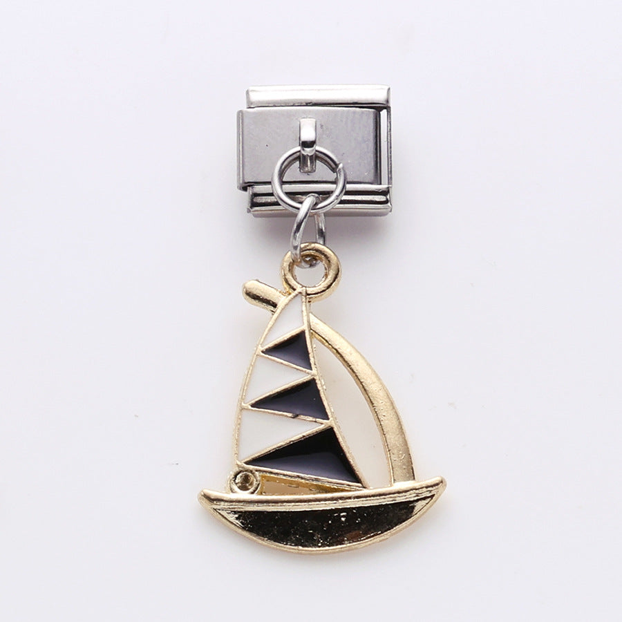 Wholesale 10pcs Italian Charm Bracelet 9mm DIY Splicing Butterfly Sailboat Seahorse Stainless Steel Composable Bracelet