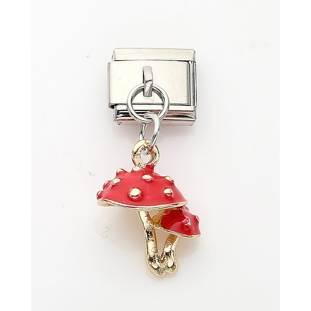 Wholesale 10pcs Italian Charm Bracelet 9mm DIY Splicing Starfish Fruit Lipstick Cartoon Stainless Steel Composable Bracelet