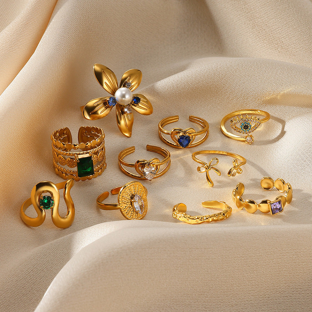 Wholesale Stainless steel vintage flower ring