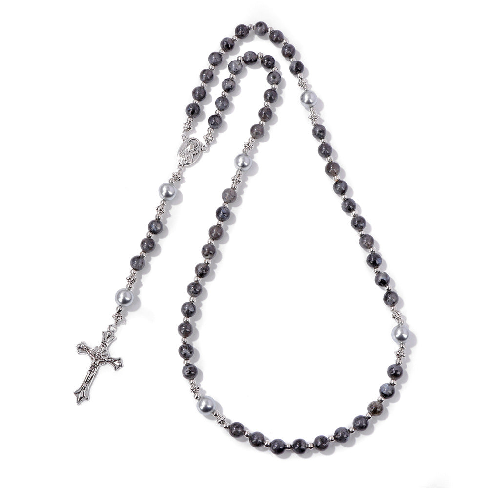 Wholesale Cross Shape Natural Stone Bead Bracelet Unisex Handmade Jewelry for Travel Gift Resale