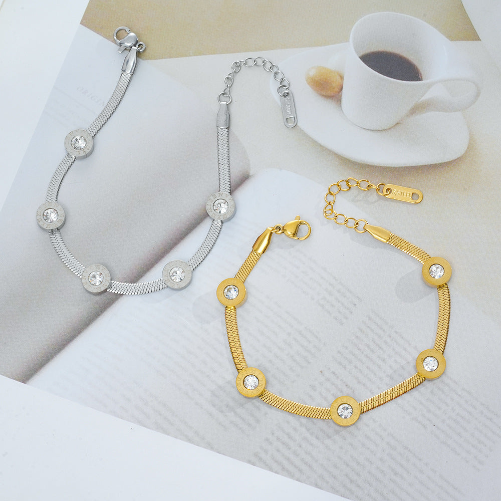 Wholesale Titanium Steel Double Layer Zircon Bracelet Fashion Accessory for Everyday Wear