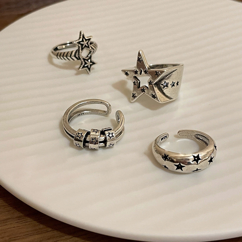 Wholesale Dark Style Star Zinc Alloy Open Ring Chic Adjustable Finger Ring Boutique Resale