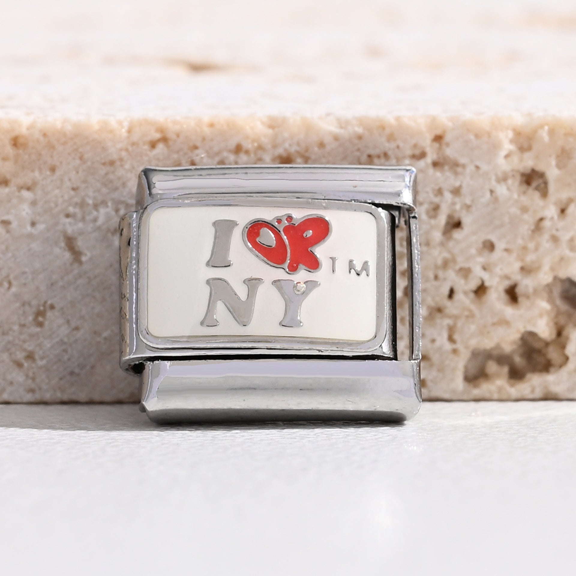 Wholesale Italian Style Stainless Steel Modular Bangle Bracelet with Block Print Pattern,  Fashion Accessory