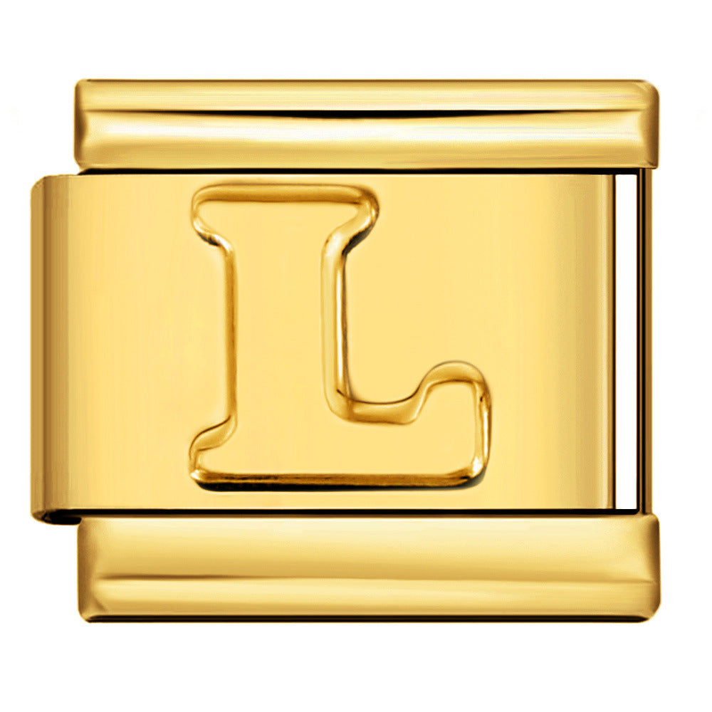 Wholesale Gold Plated Stainless Steel Concave Letter Modular Bracelet - DIY Jewelry Accessory for Boutique Resale