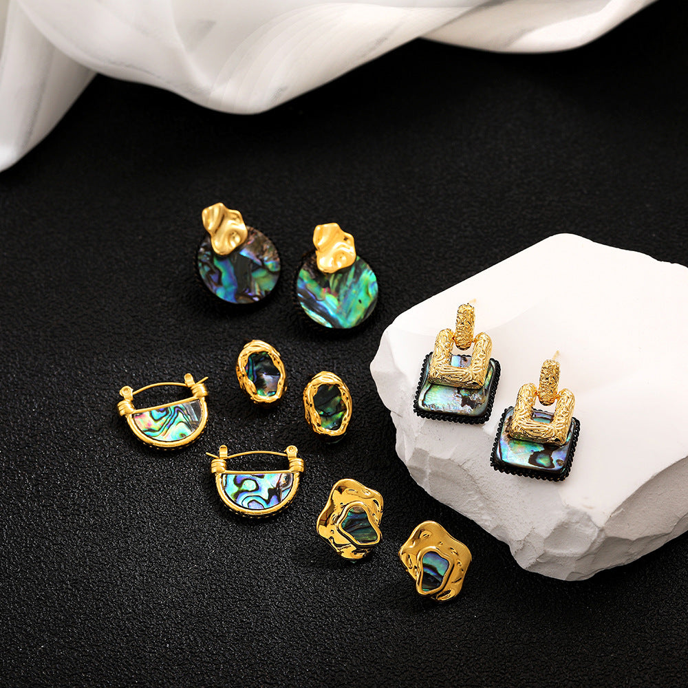 Wholesale  Retro Irregular Natural Abalone Shell  Earrings